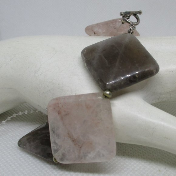ROSE QUARTZ Moss Quartz .925 STERLING Silver Beads .925 Sterling Toggle Clasp - Picture 5 of 8